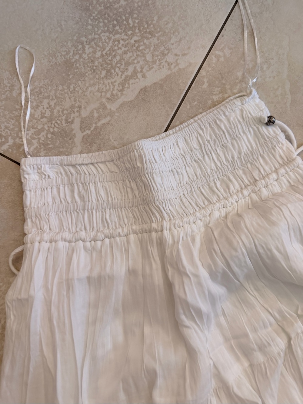 Elan Rory White Maxi Smocked Waist Skirt Medium NWOT Rayon - Picture 6 of 8
